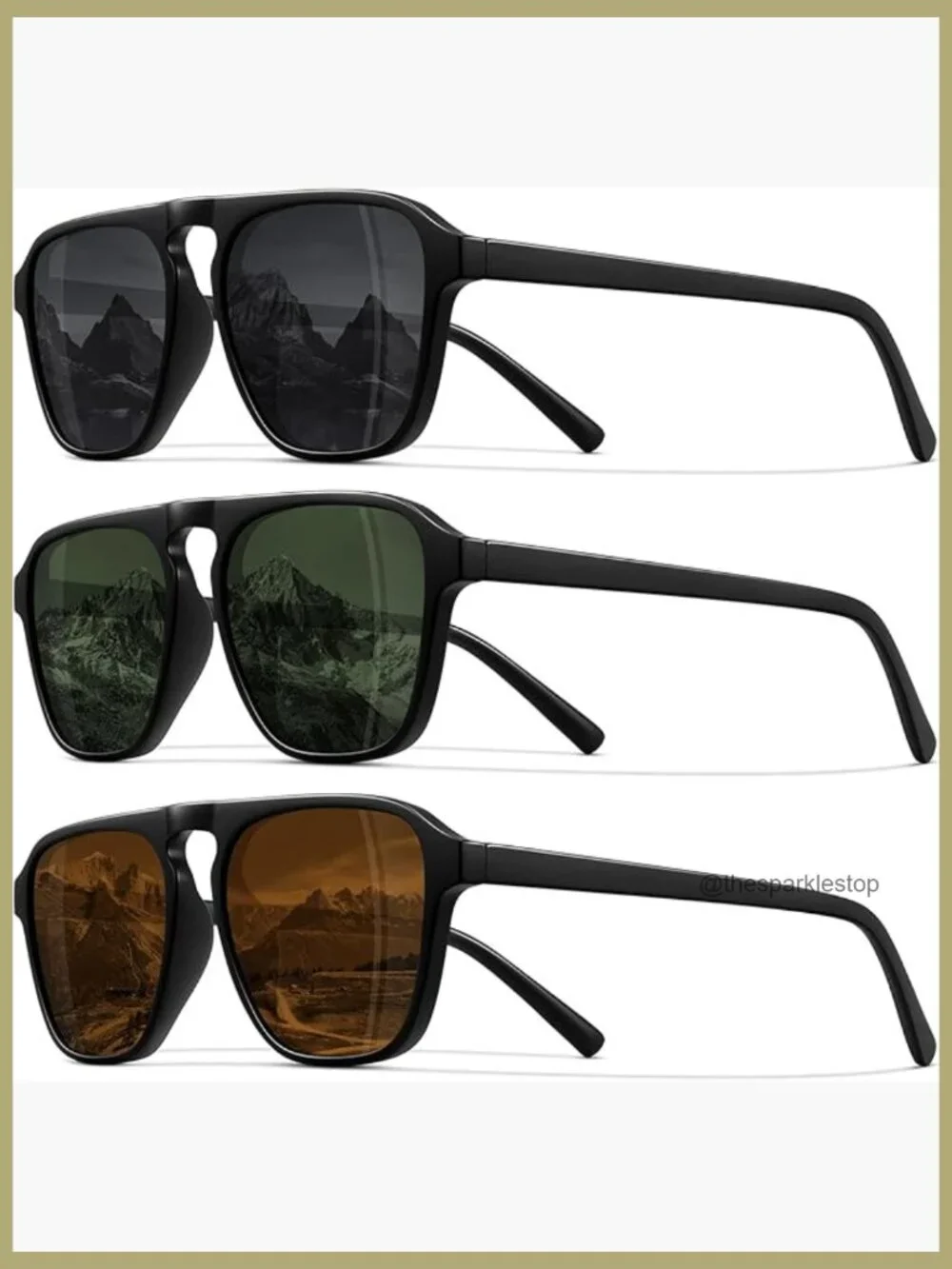 Polarized Retro Aviator Sunglasses, UV400 Protection, Plastic Frame